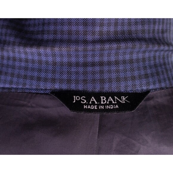 Jos A Bank Signature Silk & Wool 2 Button Blue Gingham Check Blazer Mens 46R - Picture 13 of 15